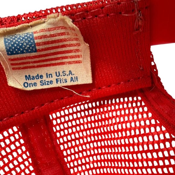 VTG Genuine Budweiser Racing Trucker Hat Red Mesh Snapback Patch Flat Bill USA - Picture 8 of 9